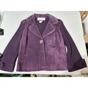 TRIA Women's‎ Purple Leather Sweater Jacket Size L